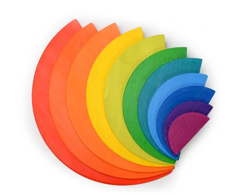 Thumbnail: 11 Pcs Large Wooden Rainbow Stacking Semi-Circles