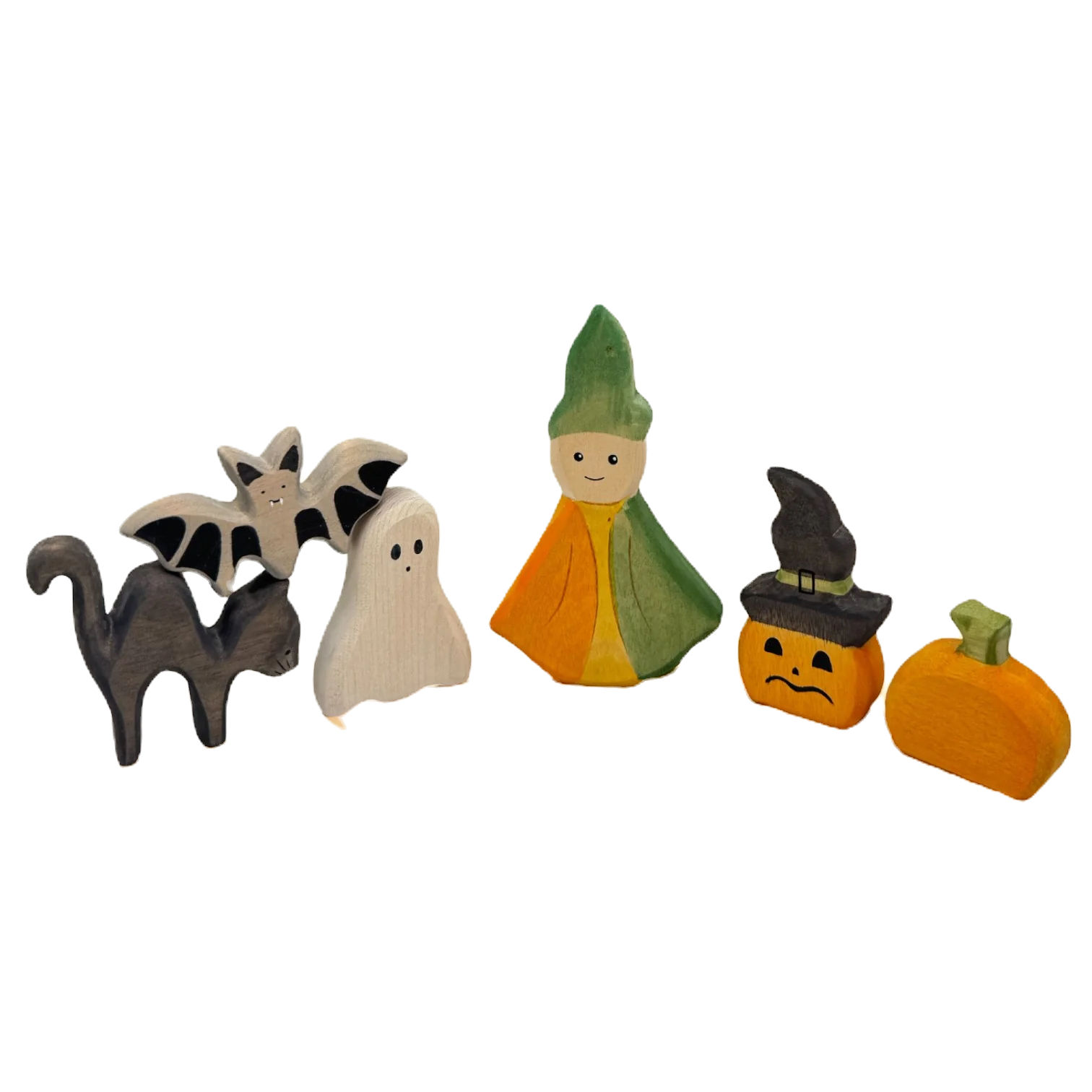 Handcrafted Wooden Toy Holiday Set of 6 - Halloween Frie