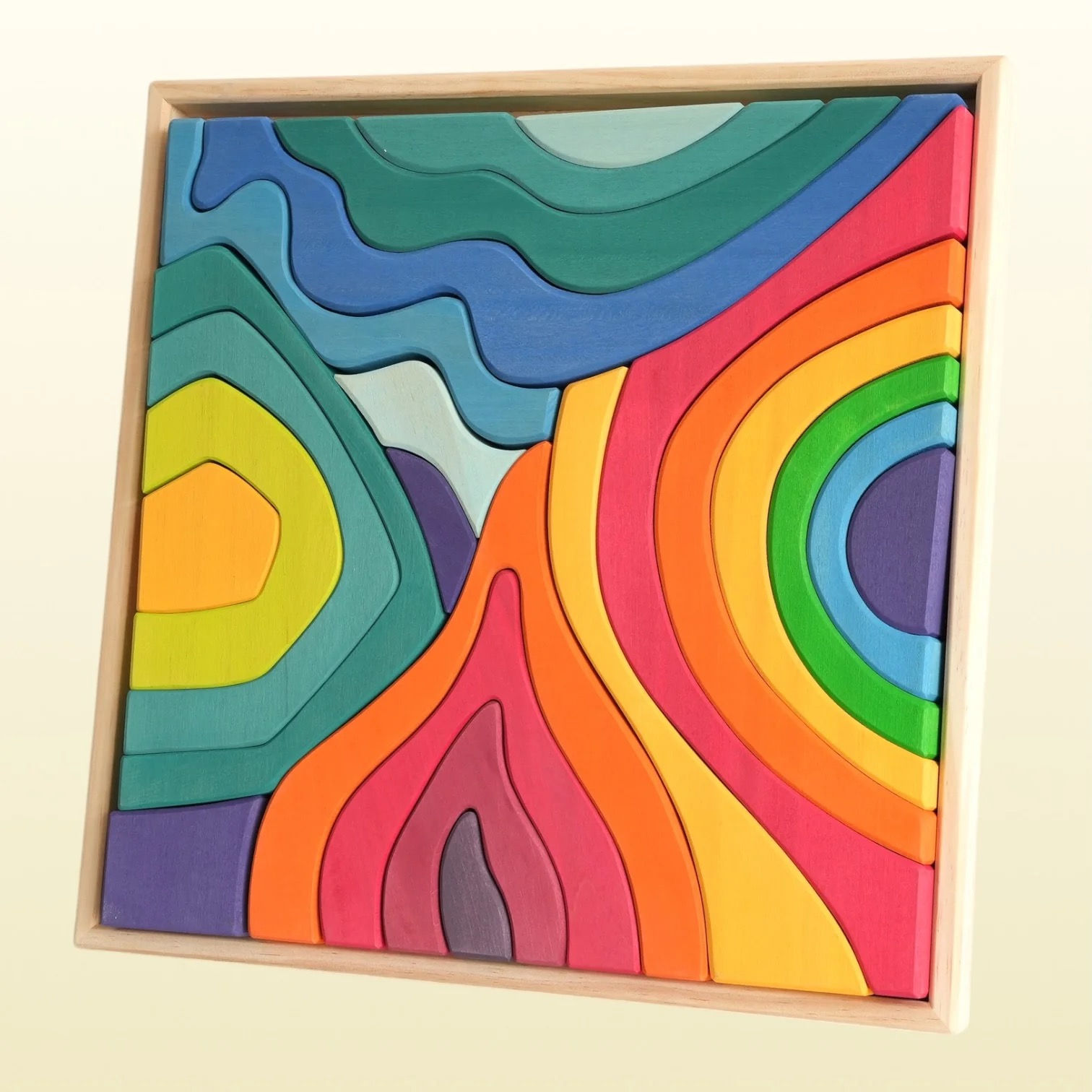Large Four Elements Wooden Stacking Puzzles Building Blocks