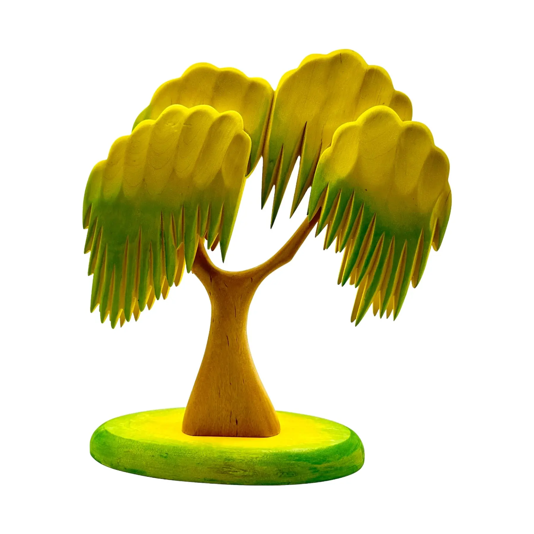 Handcrafted Open Ended Wooden Toy Tree and Landscaping - Oak Green