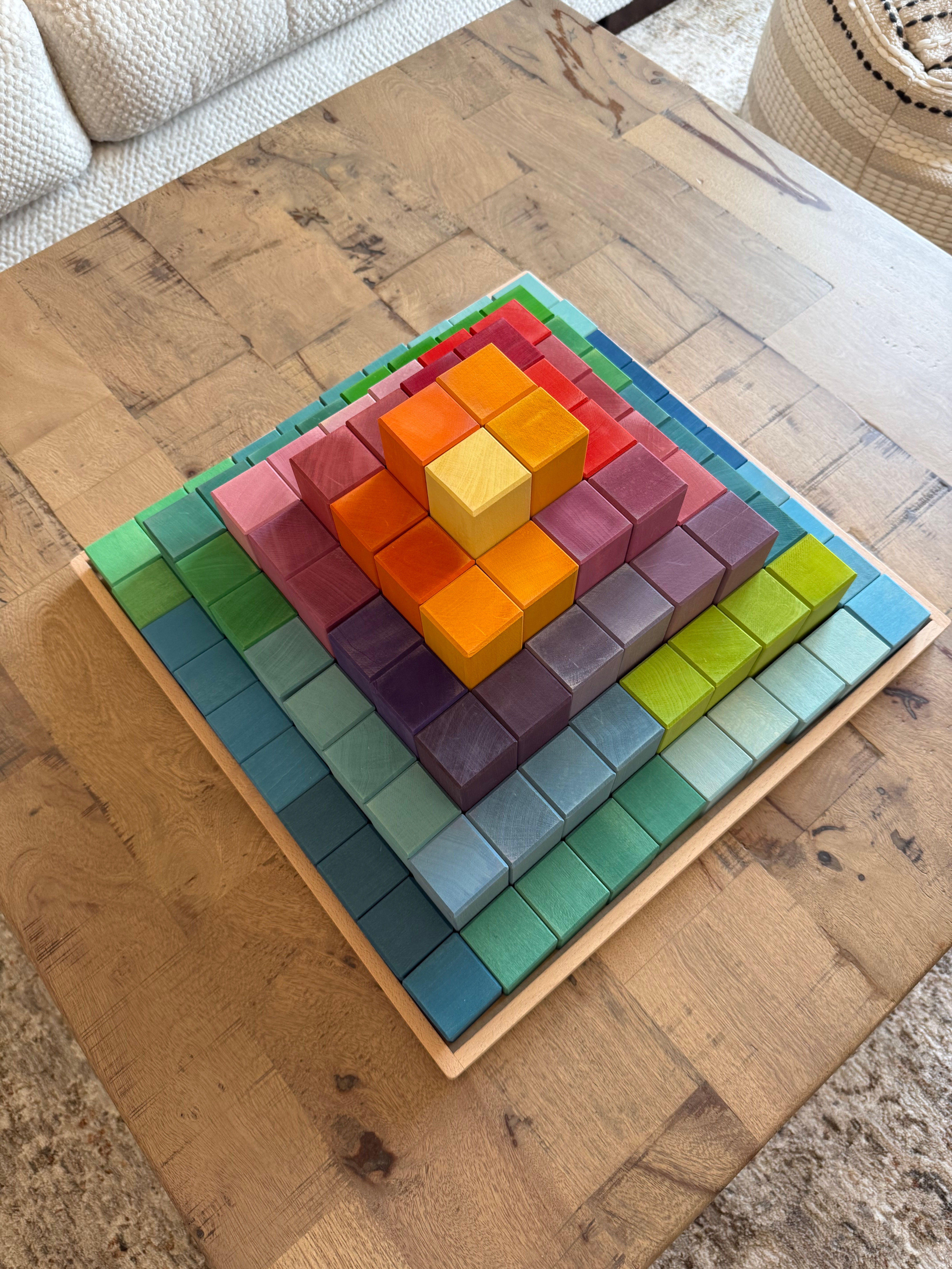 Large Stepped Pyramid Wooden Stacking Building Blocks