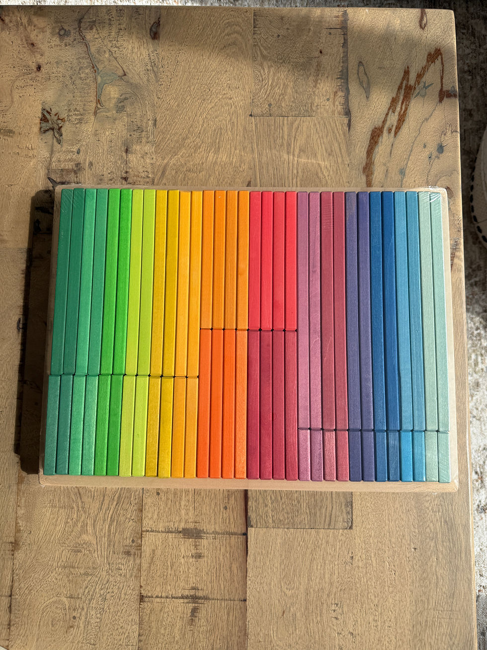 Thumbnail: 64 PCS STAINED Large Wooden Rainbow Building Slats