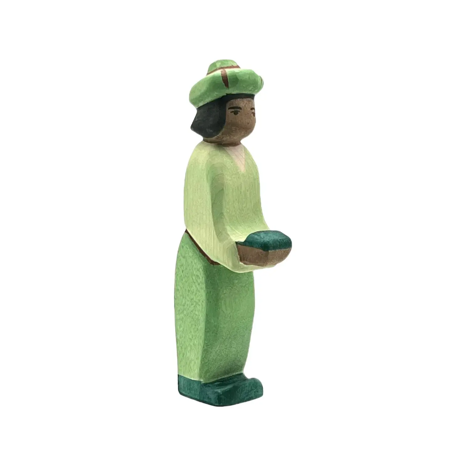 Handcrafted Open Ended Wooden Toy Figure Fairy Tale - King green oriental