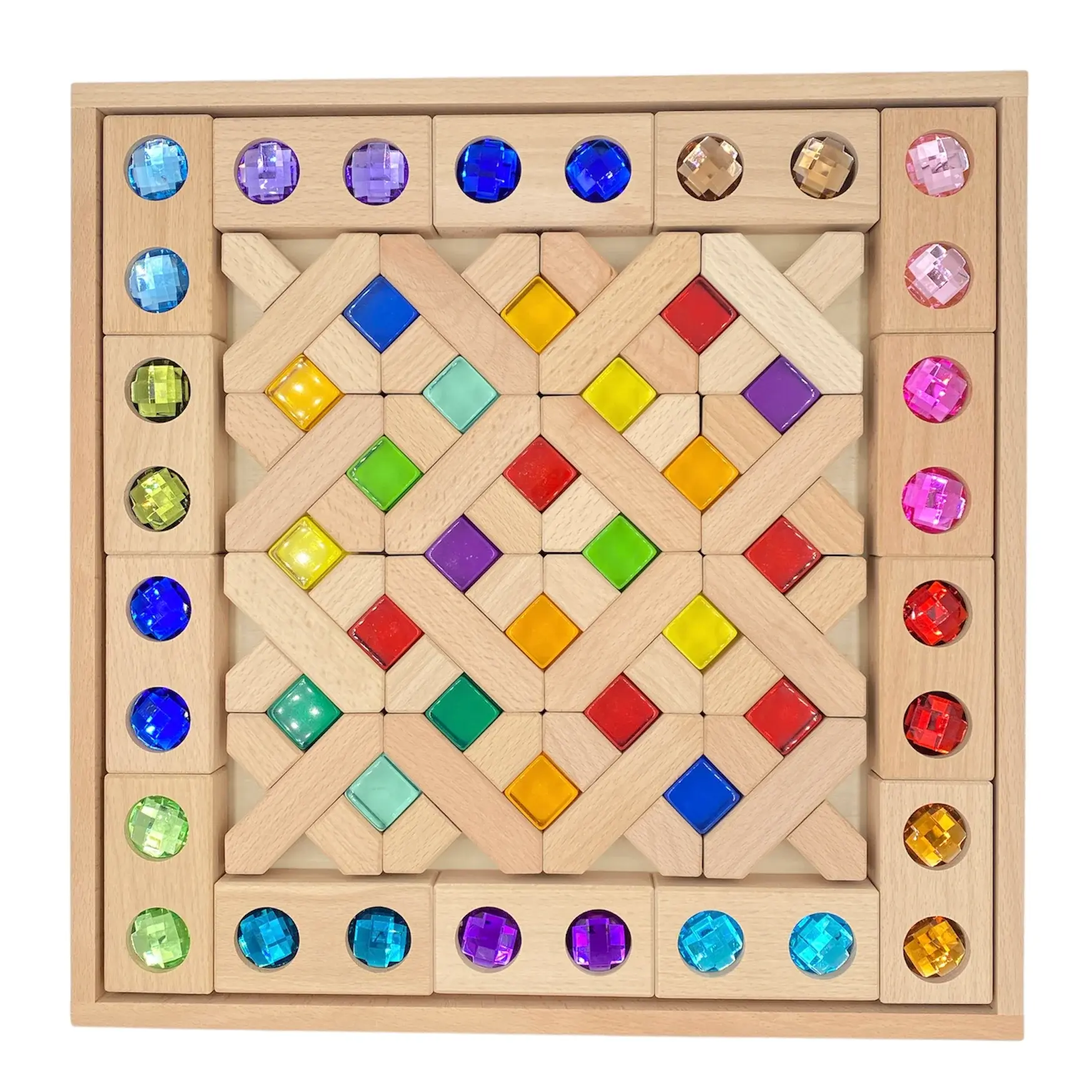 54 Pcs Combination Set with X-shape and Rectangular Gemmed Blocks and Lucite Cub