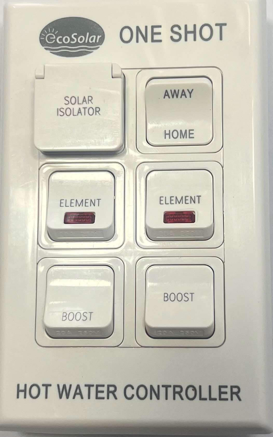 EcoSolar 6 way "One shot" two electric element controller
