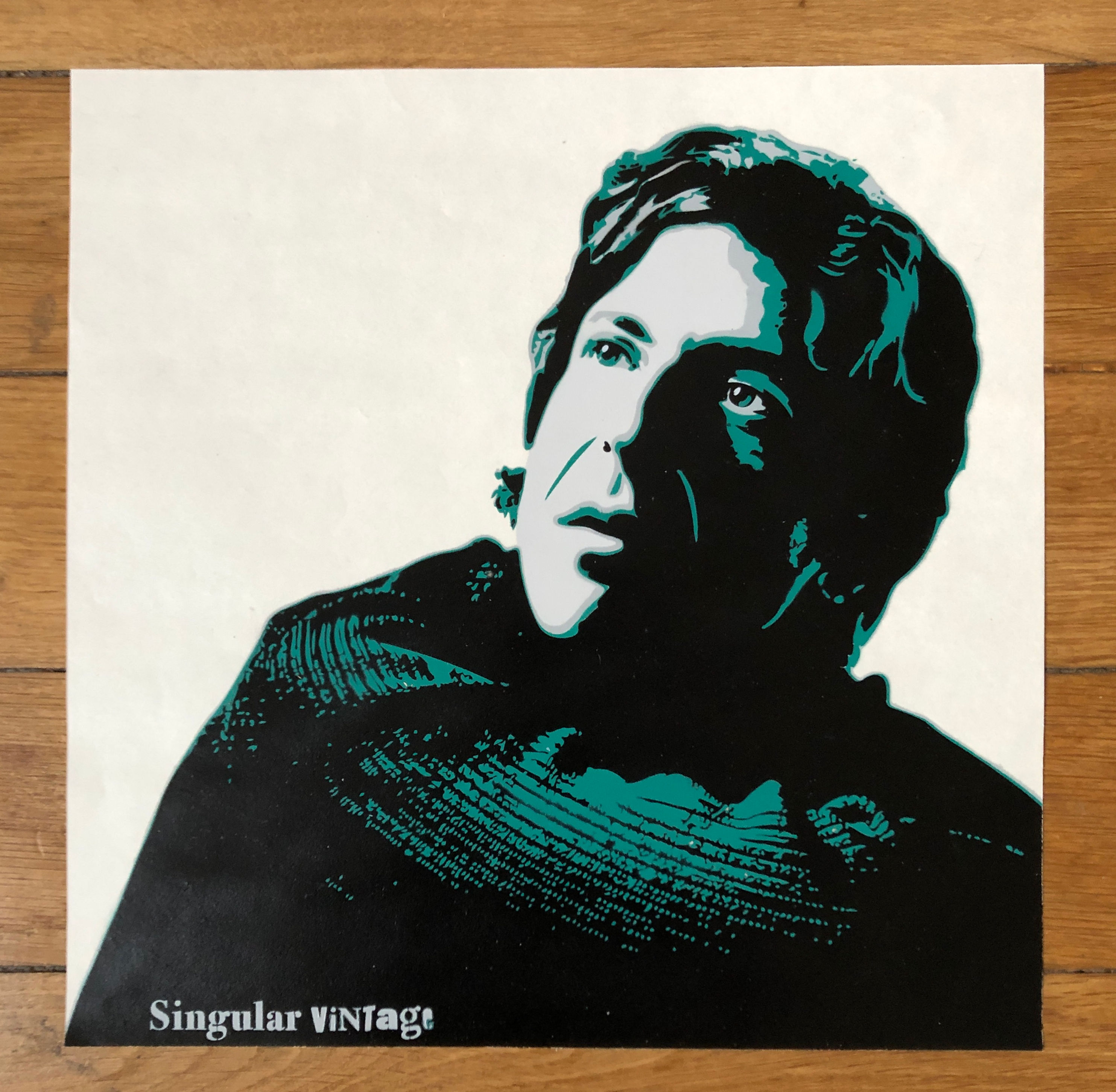 Leonard Cohen stencil on paper