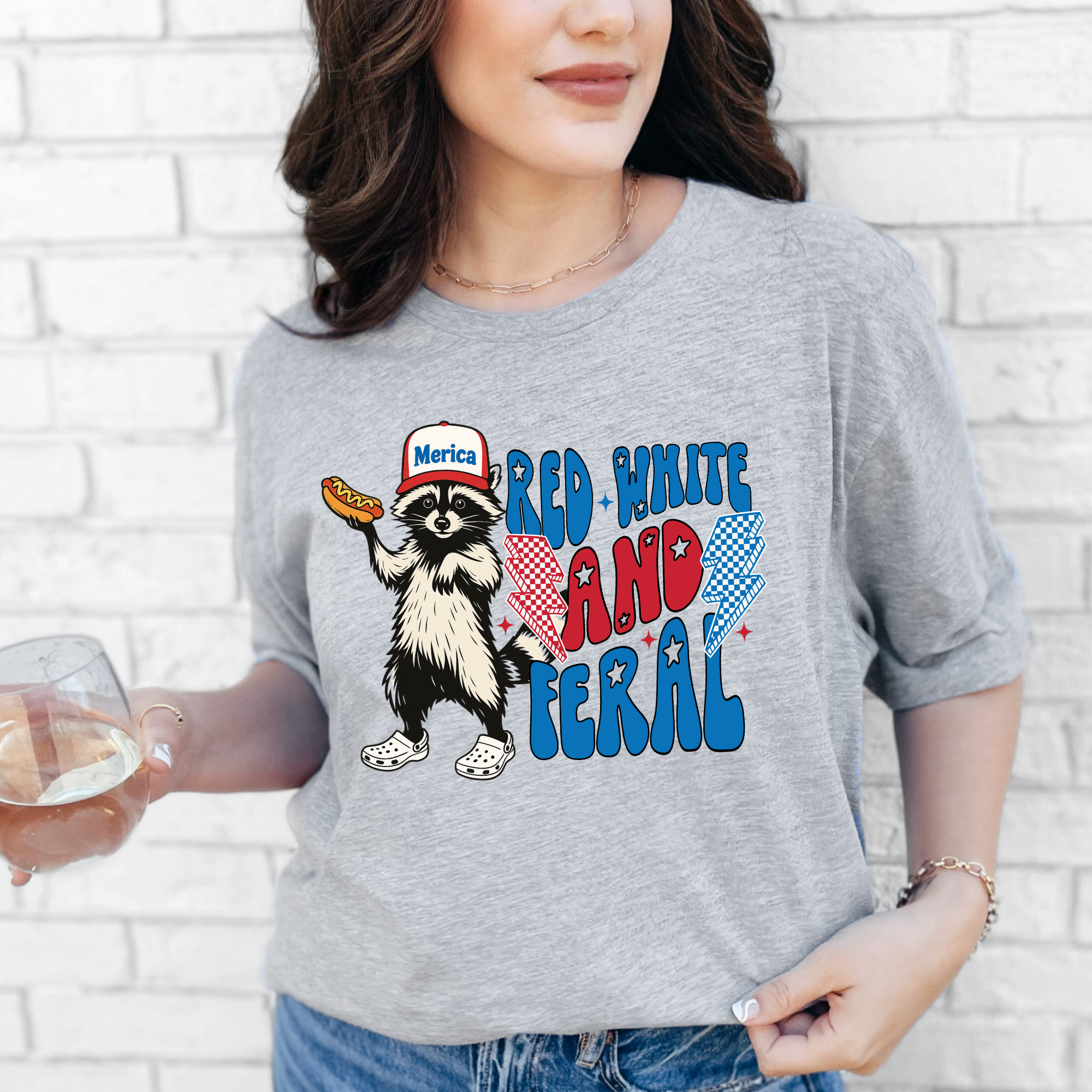 Red, White & Feral Tee