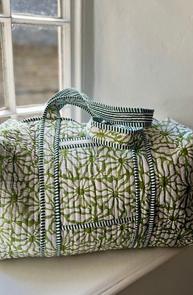 Block Print Weekend Bag - Green / Green Stripe