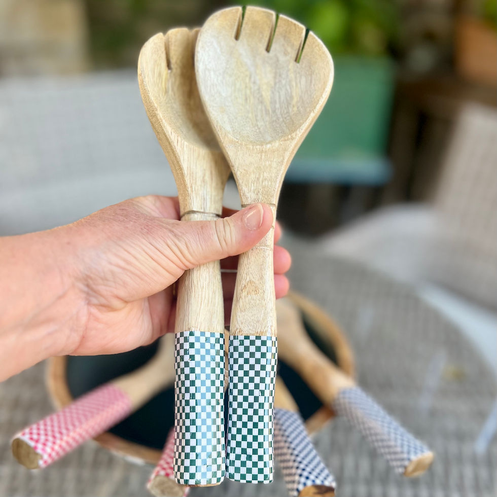 Thumbnail: Checked Enamel Salad Servers