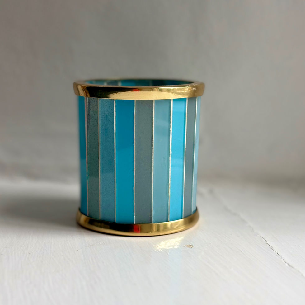 Thumbnail: Handmade Striped Glass Tealight Holder