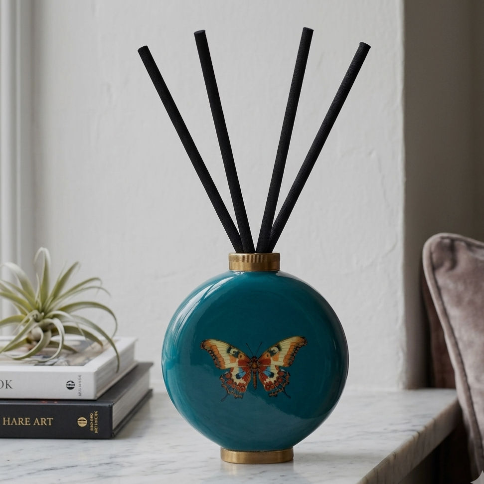 Thumbnail: Enamel and Brass Bottle - Butterfly