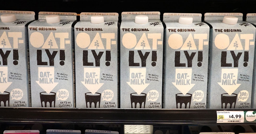 Oatly cartons on shelf
