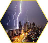 Lightning over city