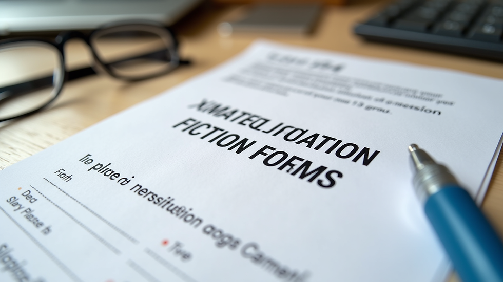 Close-up view of a planning permission application form on a desk