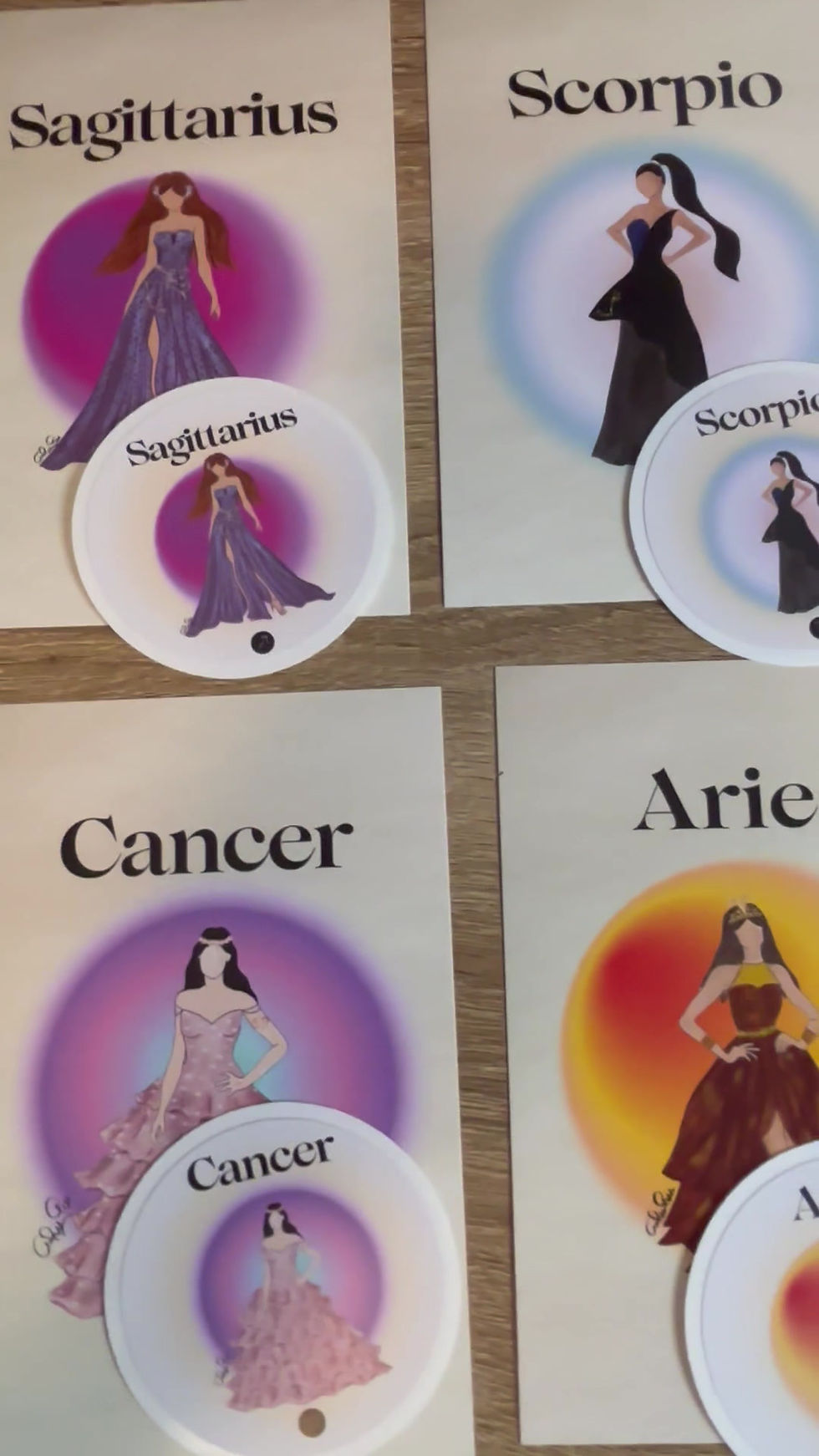 Thumbnail: Zodiac Signs Combo: Postcard & Sticker