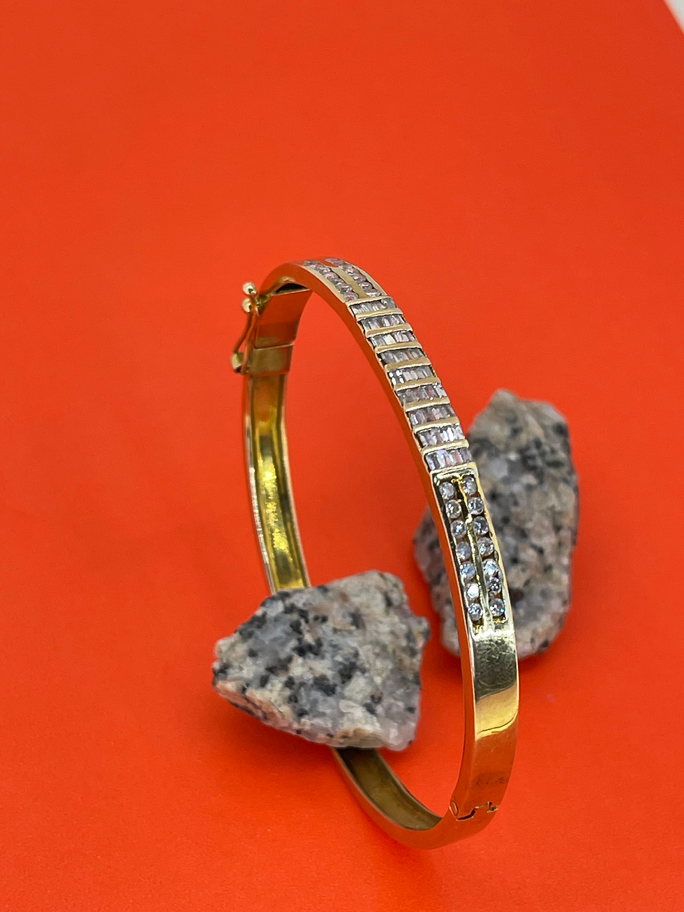 Thumbnail: Solene 14ct Gold Round & Baguette Diamond Bracelet