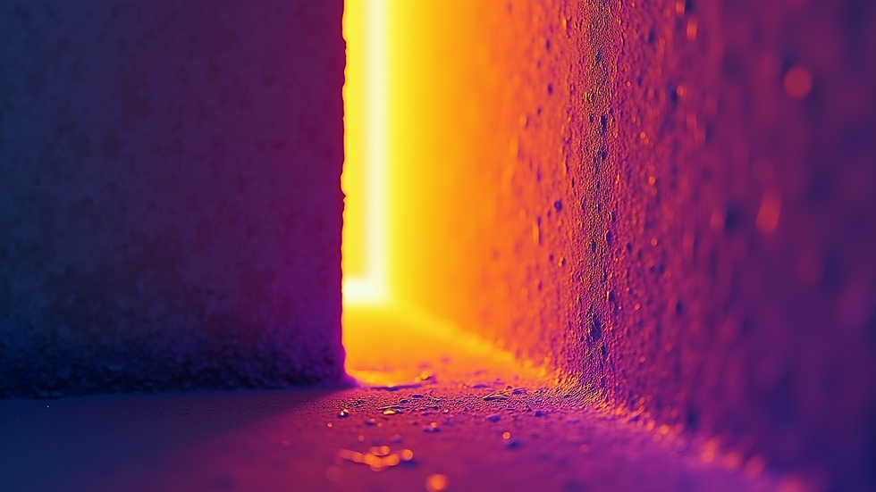 Close-up view of a thermal image showing moisture behind a wall