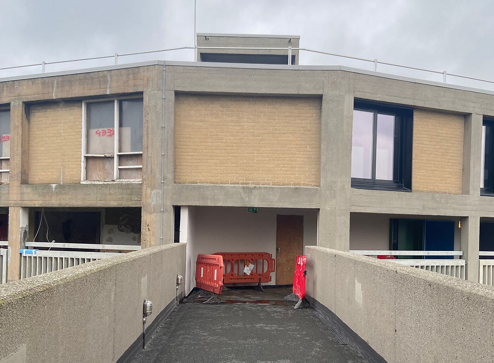 View of Park Hill Flats from a walkway on Norwich Street.