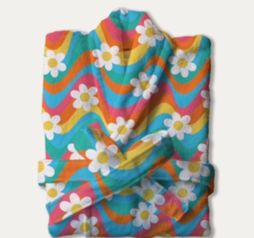 Super Soft Bath Robe - Retro Daisies