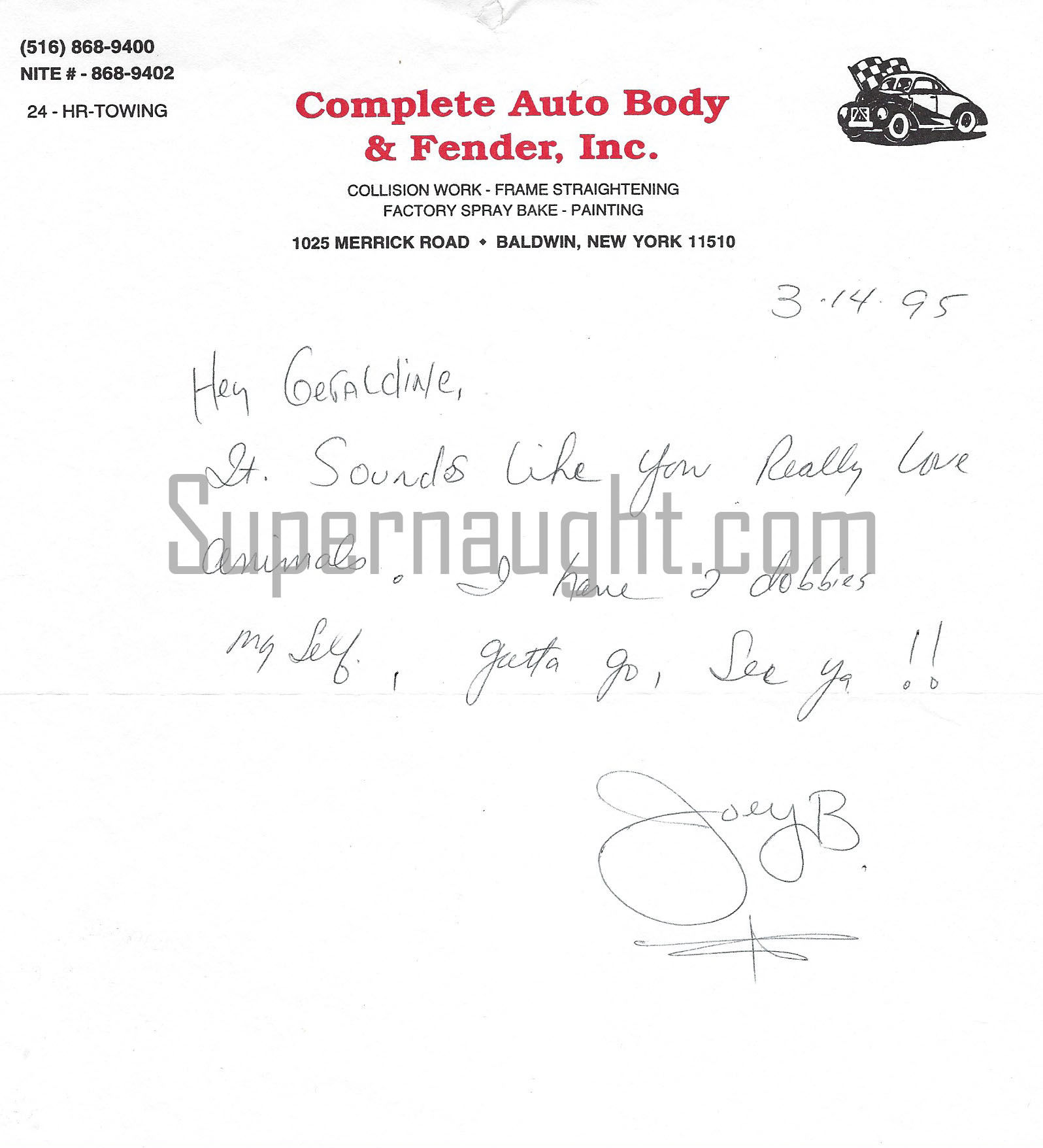 Joey Buttafuoco letter