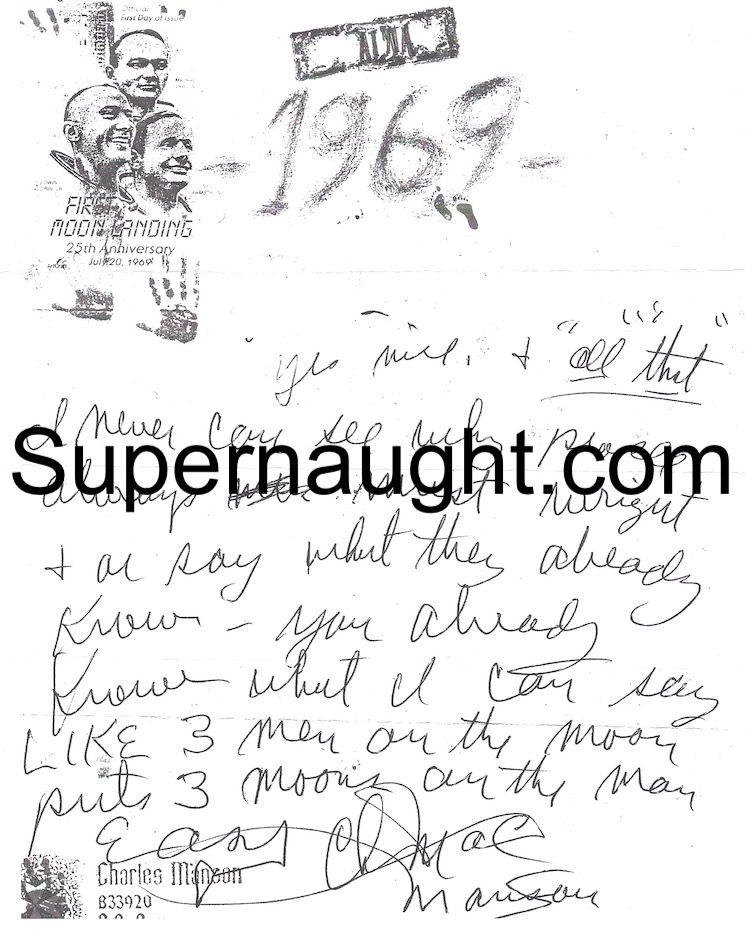 charles manson signed letter