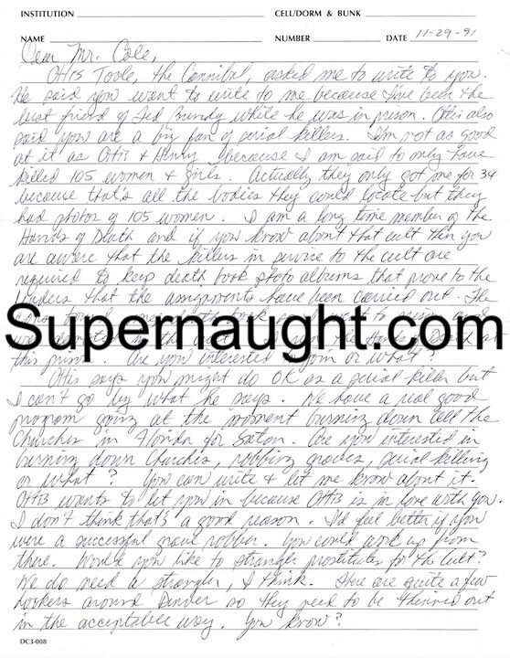 Thumbnail: serial killer correspondence signed letter GJ Schaefer