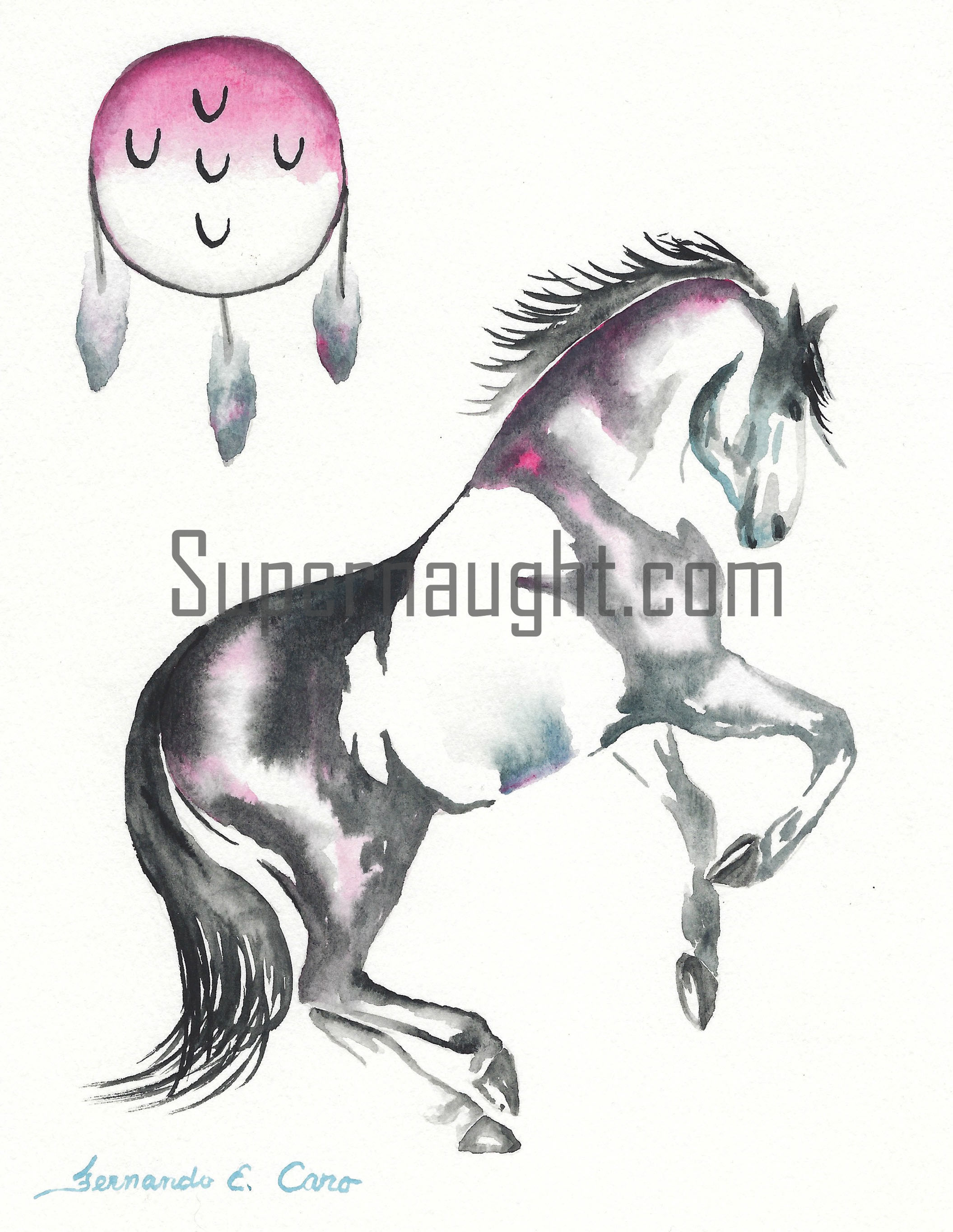 Fernando Eros Caro Signed Watercolor Painting