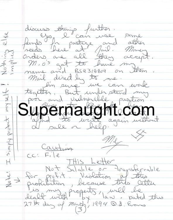 Donald Leroy Evans serial killer correspondence