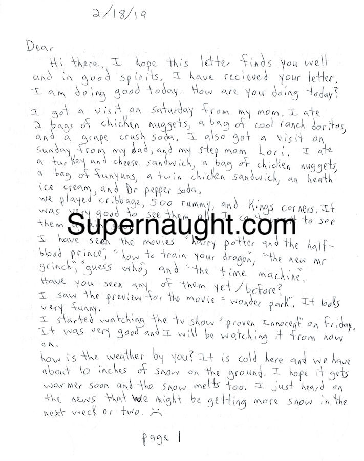 Thumbnail: Brendan dassey signed letter and envelope signed making of a murderer