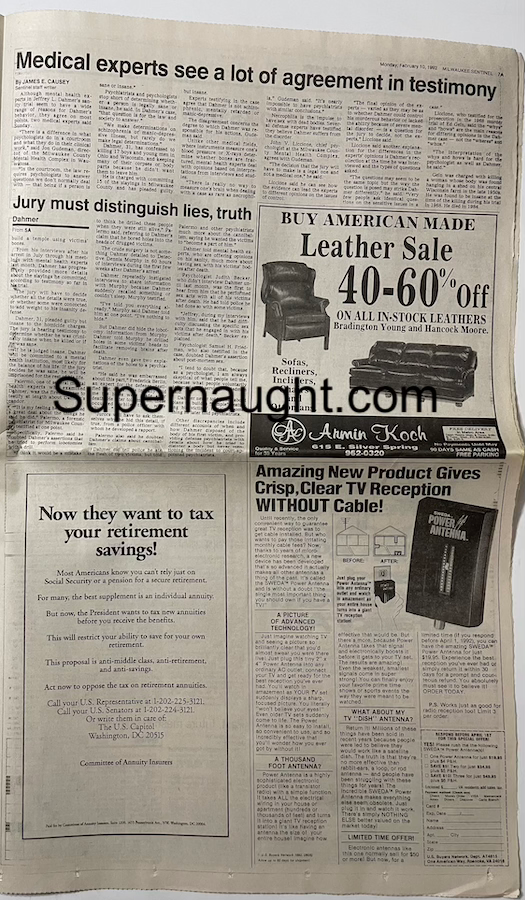 Thumbnail: Jeffrey Dahmer milwaukee sentintel february 1992 newspaper