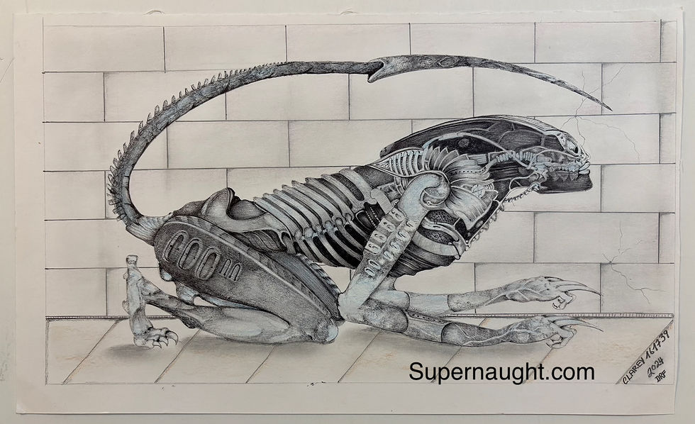 Richard clarey robotic lizard drawing signed German serial killer