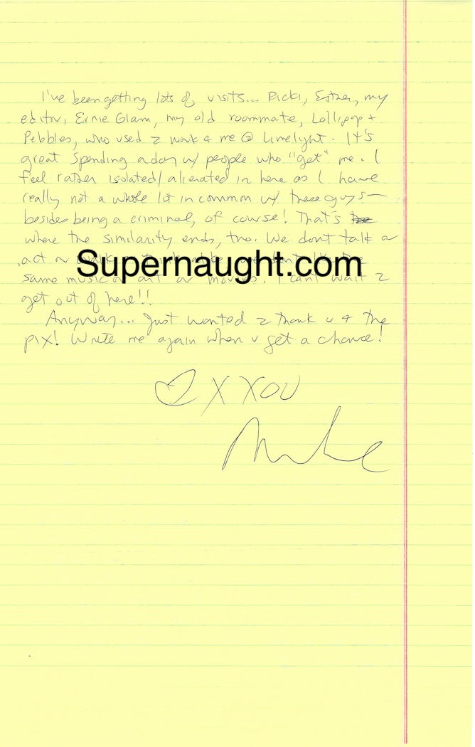 Thumbnail: Michael Alig signed letter prison club kids New York City