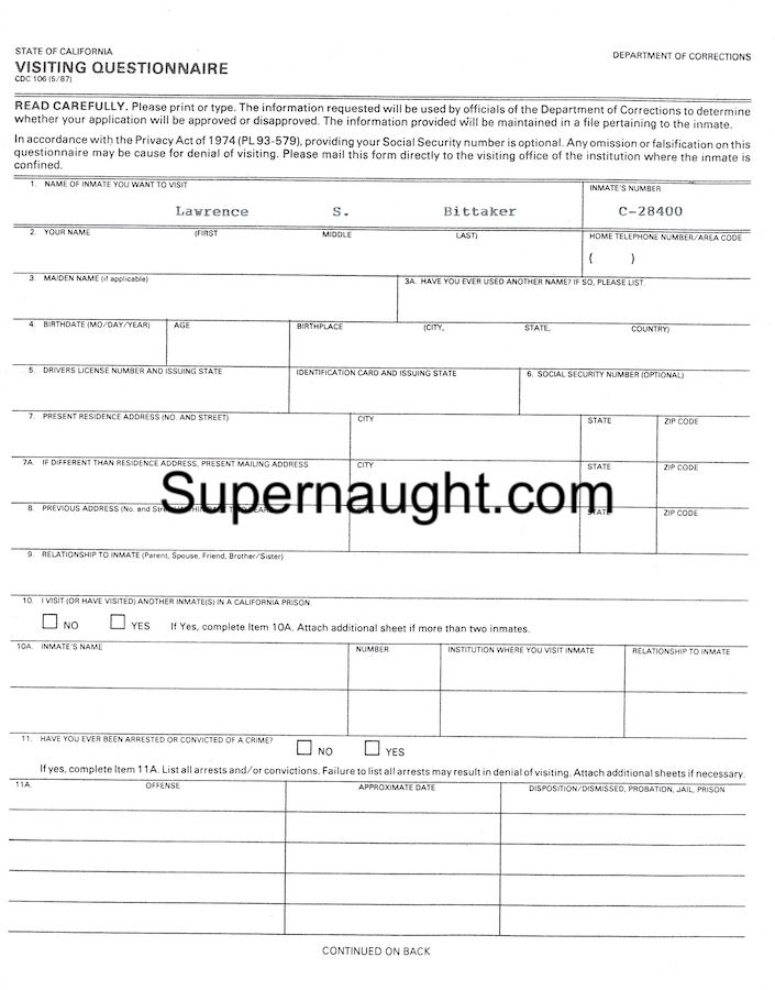 larry bittaker visiting questionnaire