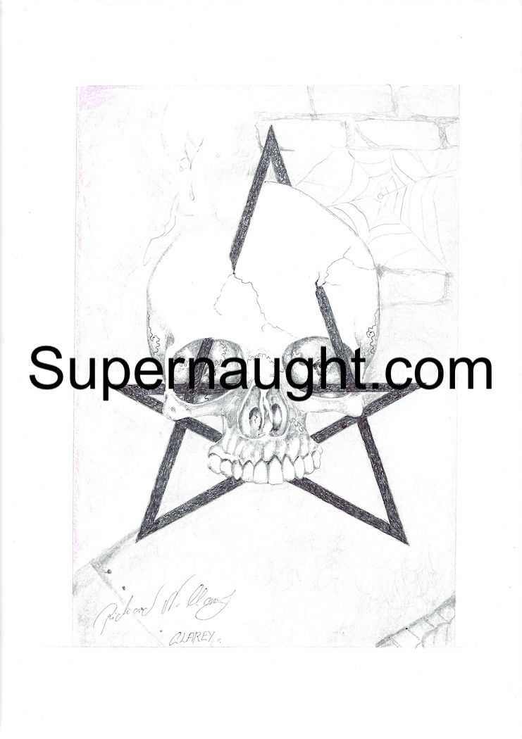 richard clarey pentagram skull drawing