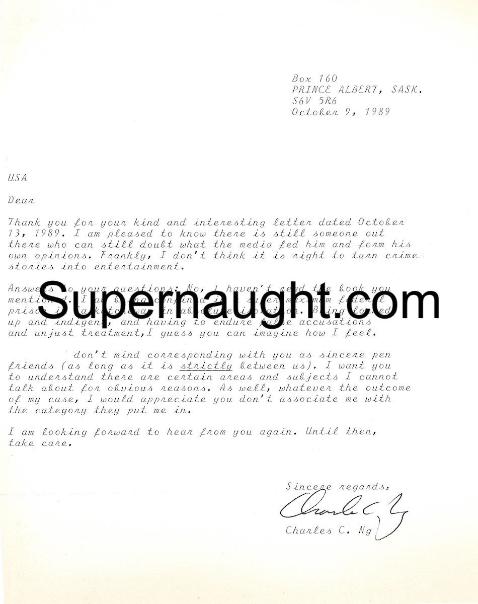 Charles Ng letter