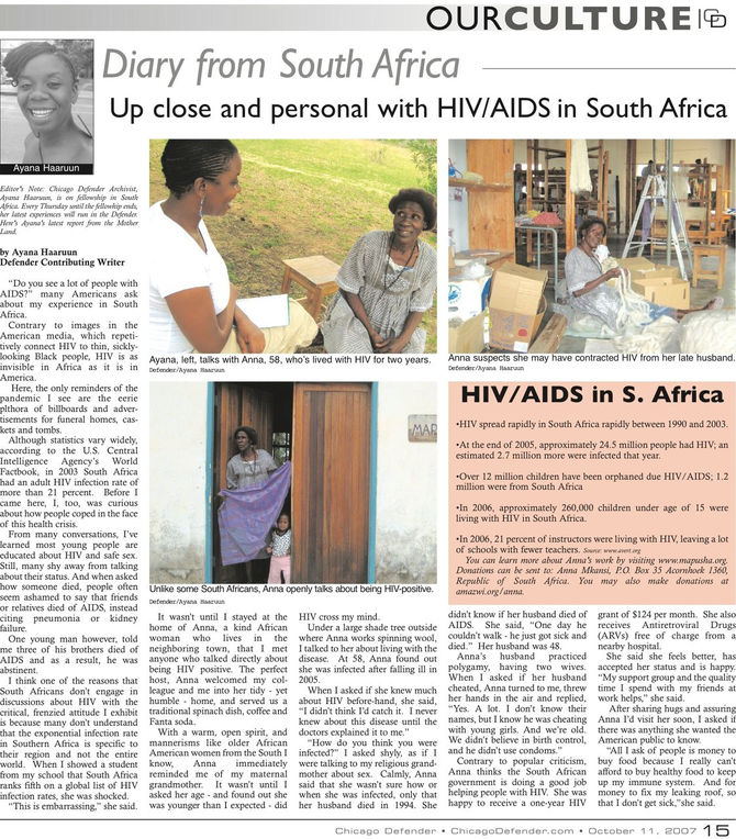 "Diary from South Africa"