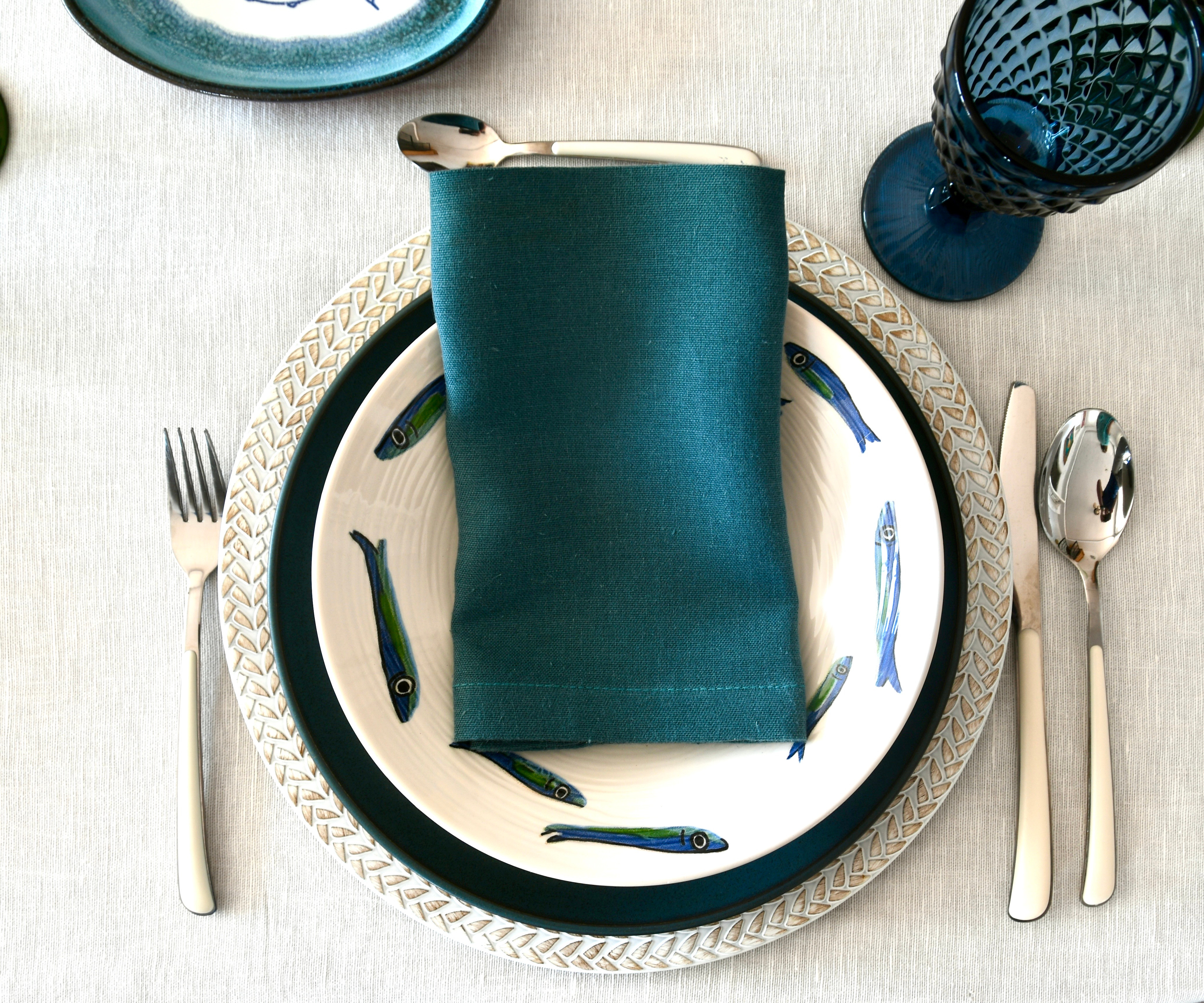Linen Essence Petrol Napkins, Set of 4