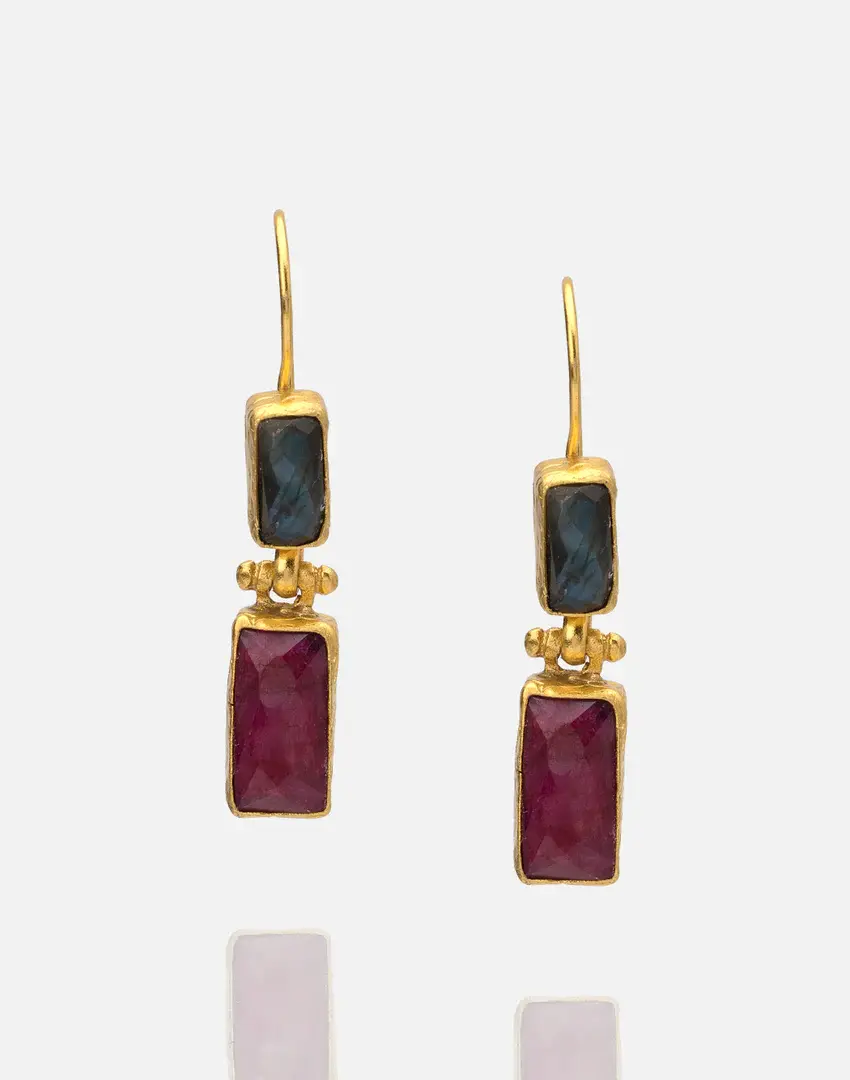 Thumbnail: Leda Gemstones Drop Earrings