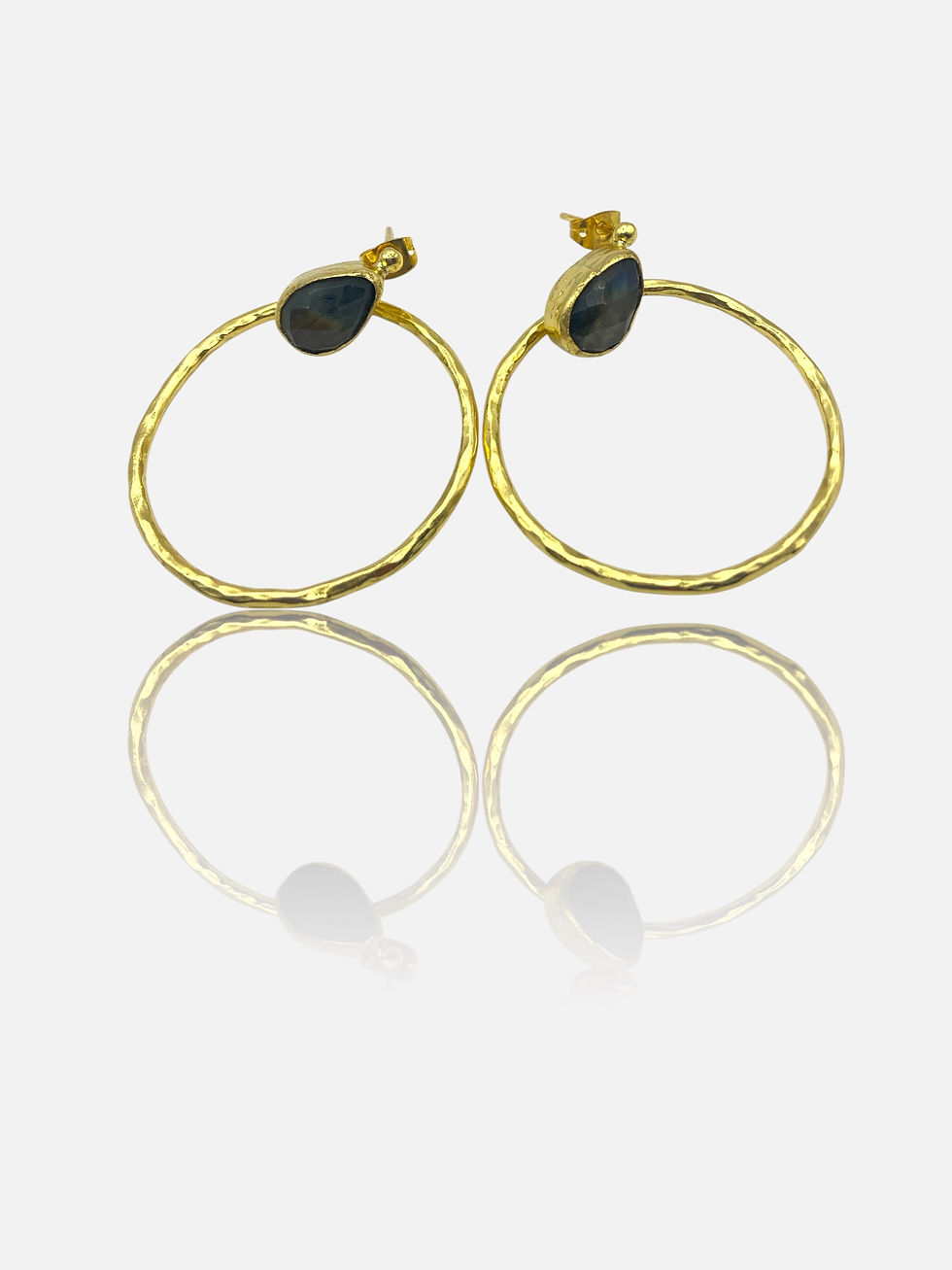 Thumbnail: Luna Gemstone Stud Hoop Drop Earrings