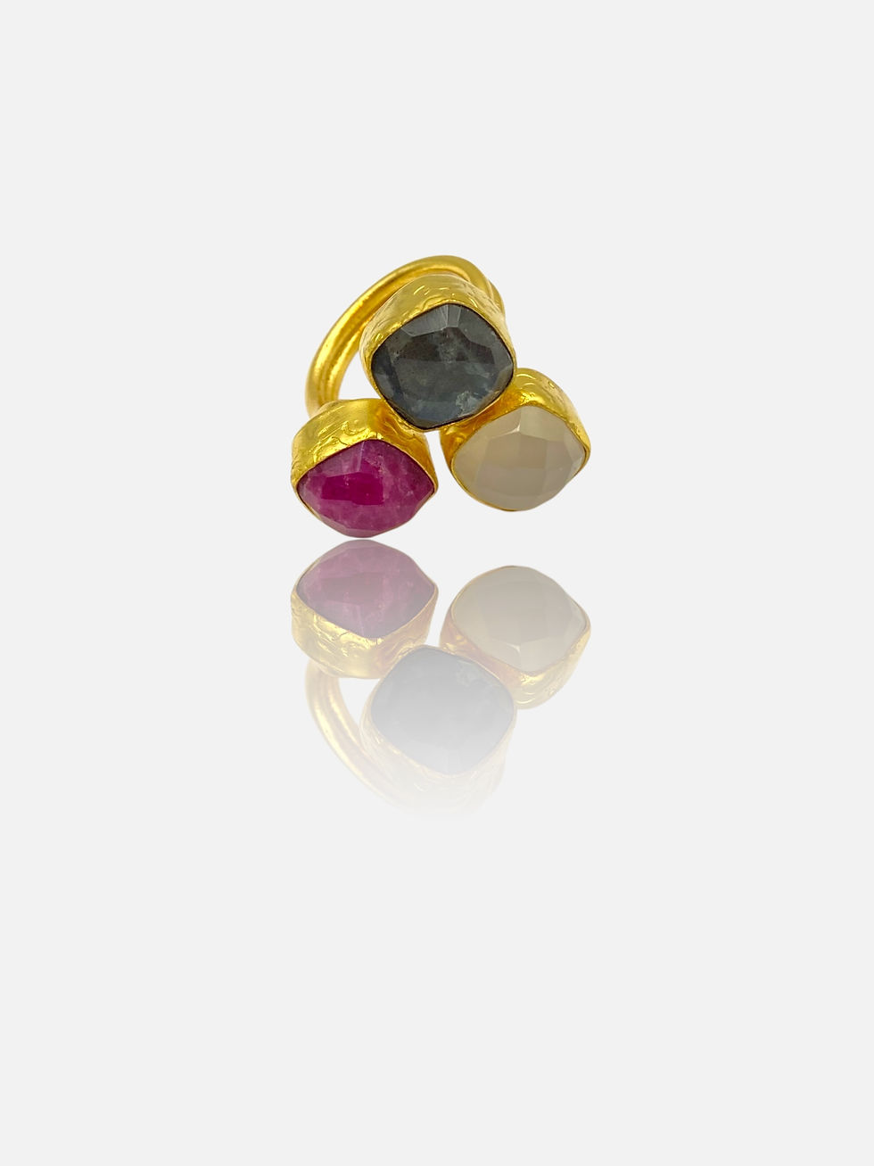 Thumbnail: Amira Triple Gemstones Cocktail Ring