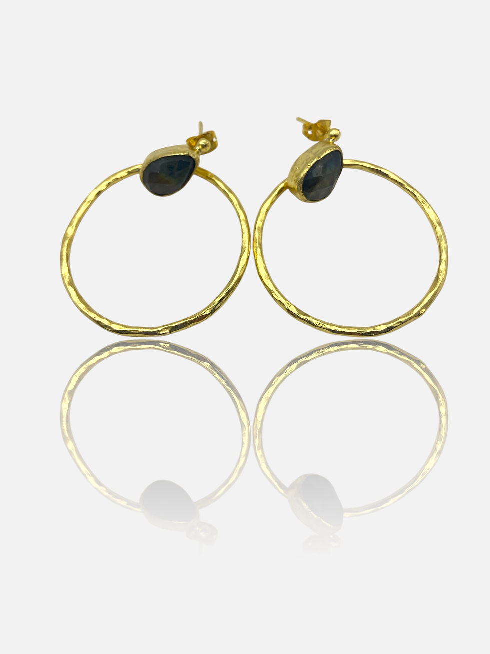 Thumbnail: Luna Gemstone Stud Hoop Drop Earrings