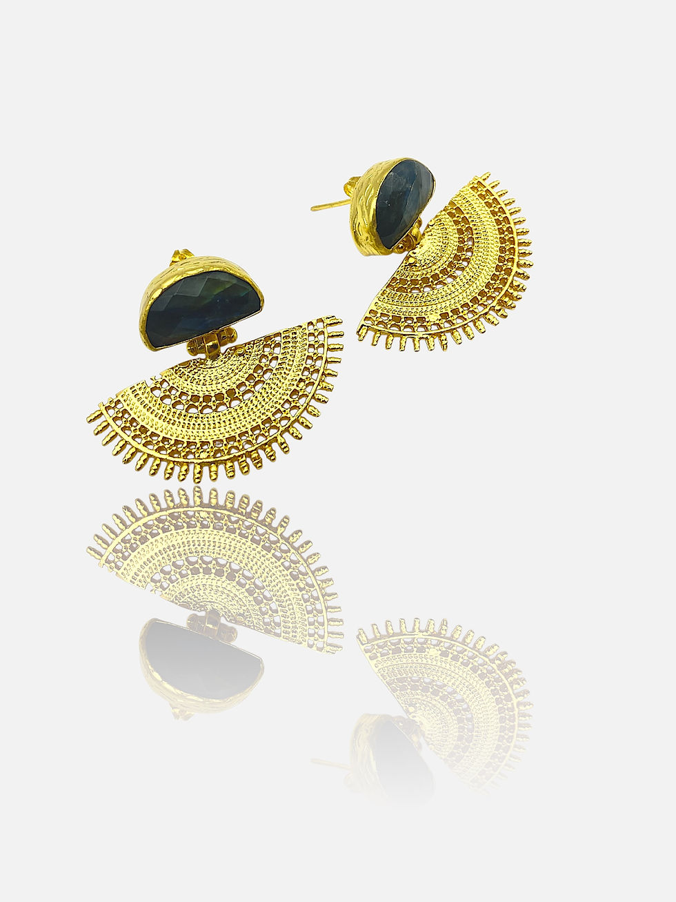 Thumbnail: Serena Gemstone Stud Drop Earrings
