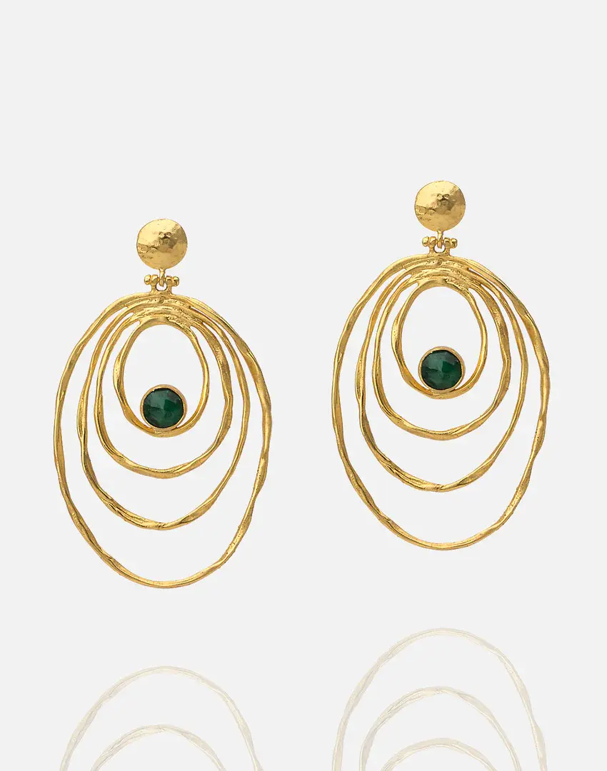 Thumbnail: Helena Gemstone Stud Drop Earrings