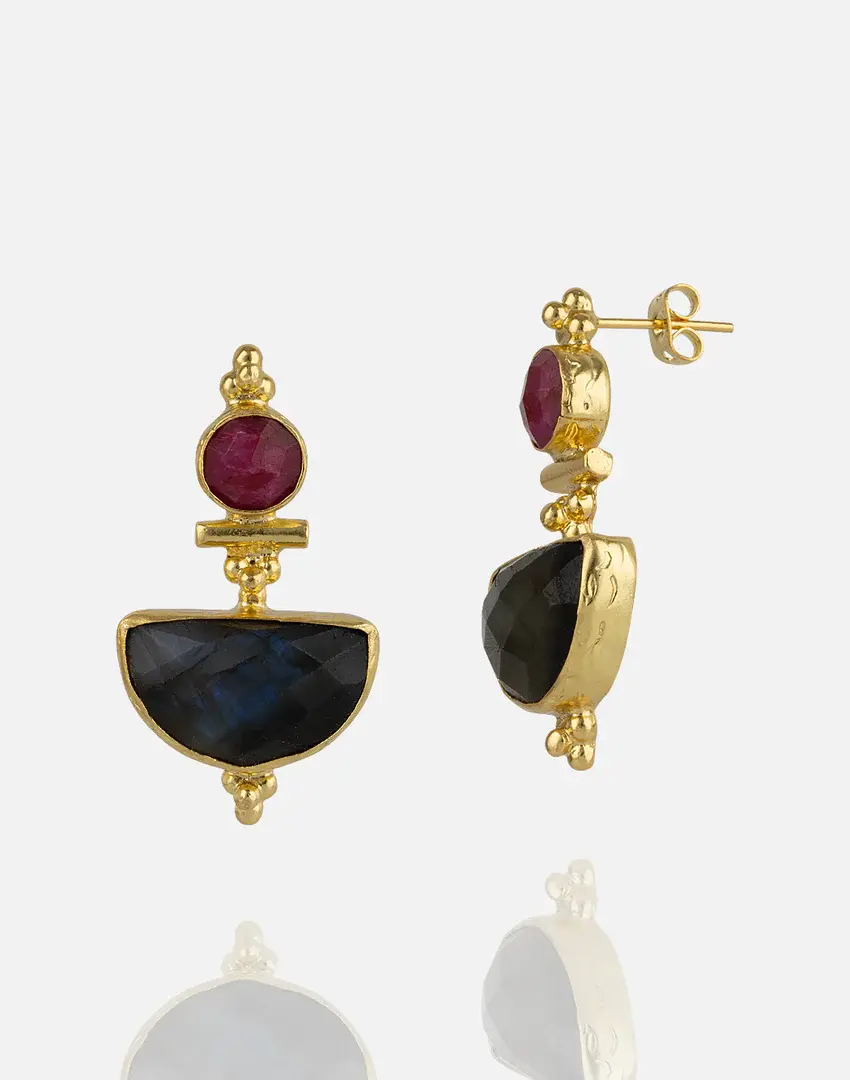 Thumbnail: Ayra Gemstones Stud Drop Earrings