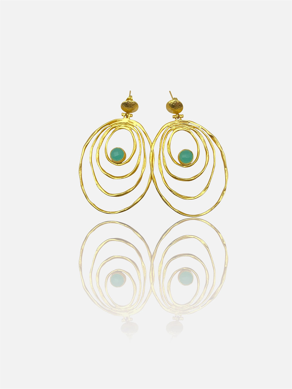 Thumbnail: Helena Gemstone Stud Drop Earrings