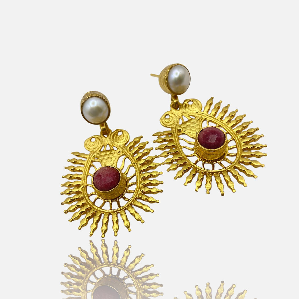 Thumbnail: Selara Gemstones Stud Drop Earrings