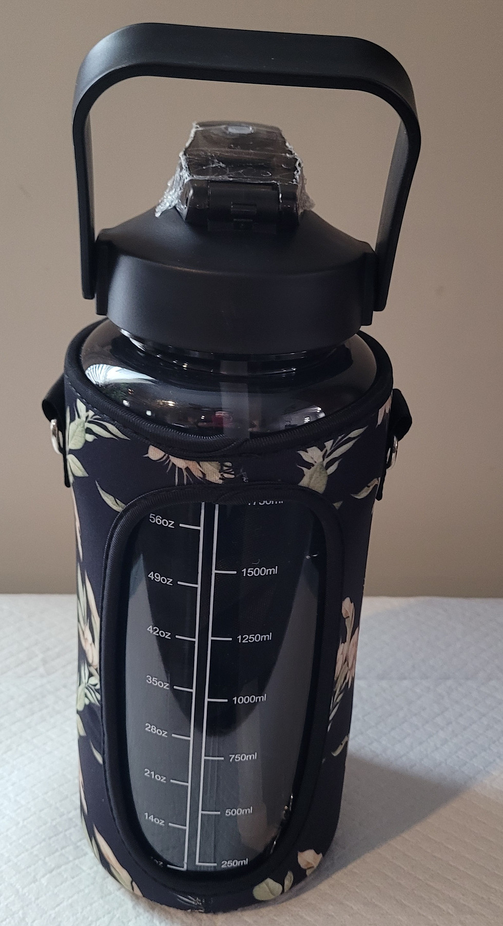 Thumbnail: Half Gallon Water Bottle with Sleeve & Strap 64 OZ Water Bottle Motivational wit