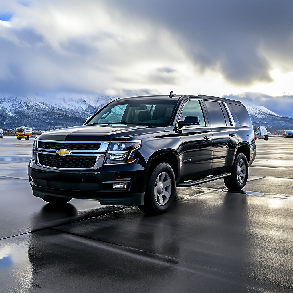 Black Chevrolet Suburban LT at EGE Airport