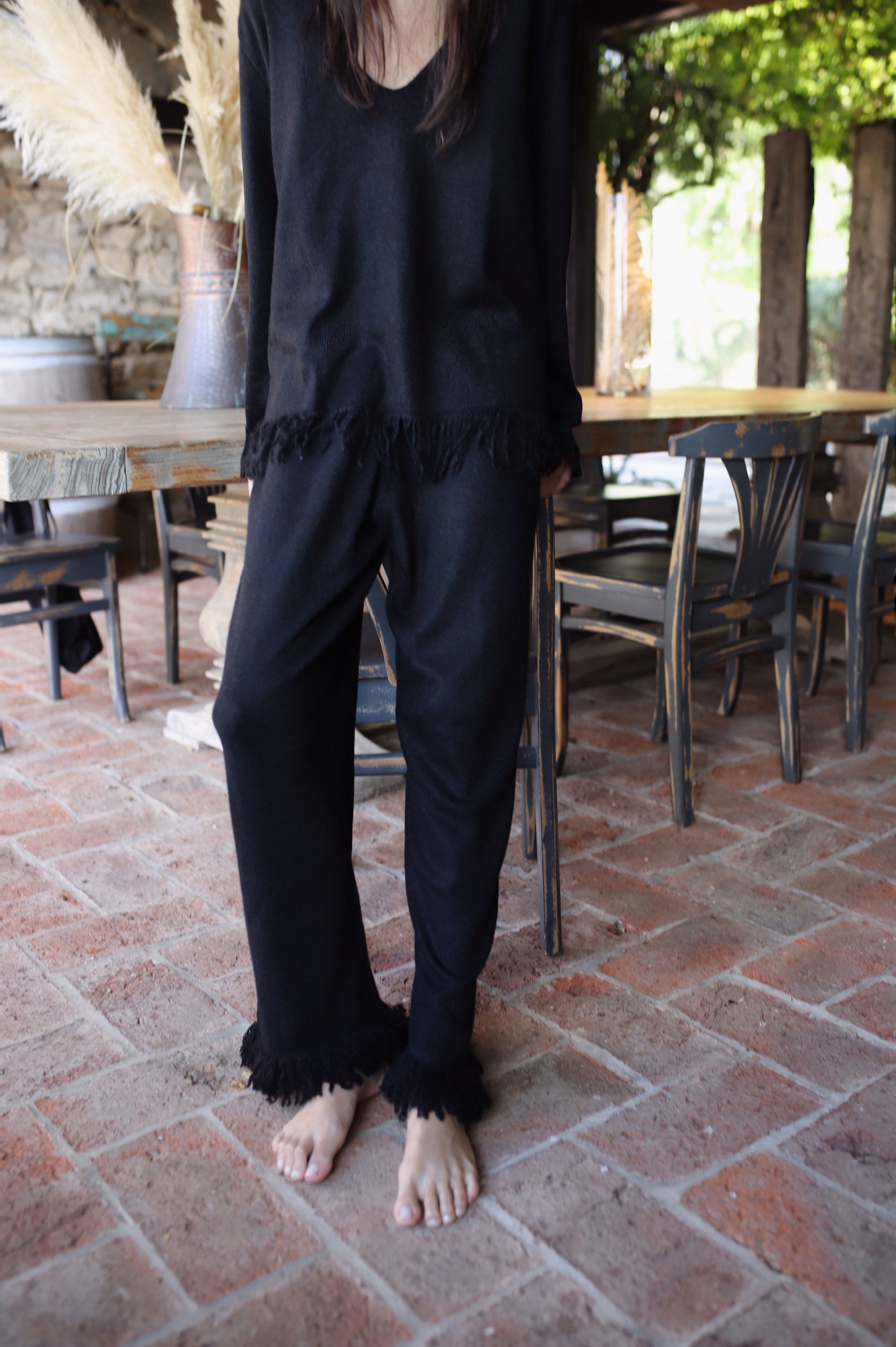 Calça Flecos Preta 25
