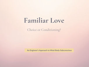 Minimalist blog graphic about familiar relationship patterns and emotional conditioning